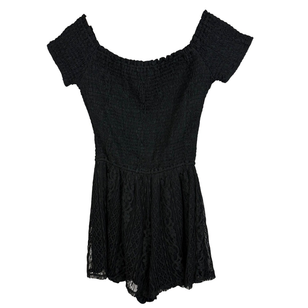Hollister‎ Lace Smocked Romper Women's Junior M Black Babydoll Y2K Coquette